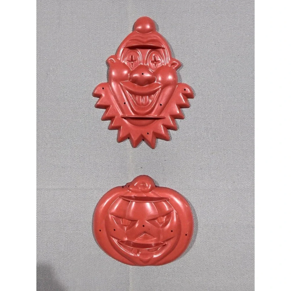 Aunt Chick's Vtg Plastic Cookie Cutters - Jack-o-Lantern Pumpkin Clown Halloween